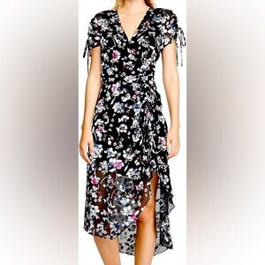 ❗️ NEW Parker Multi Color Cosmo High Low short sleeve midi dress size 6